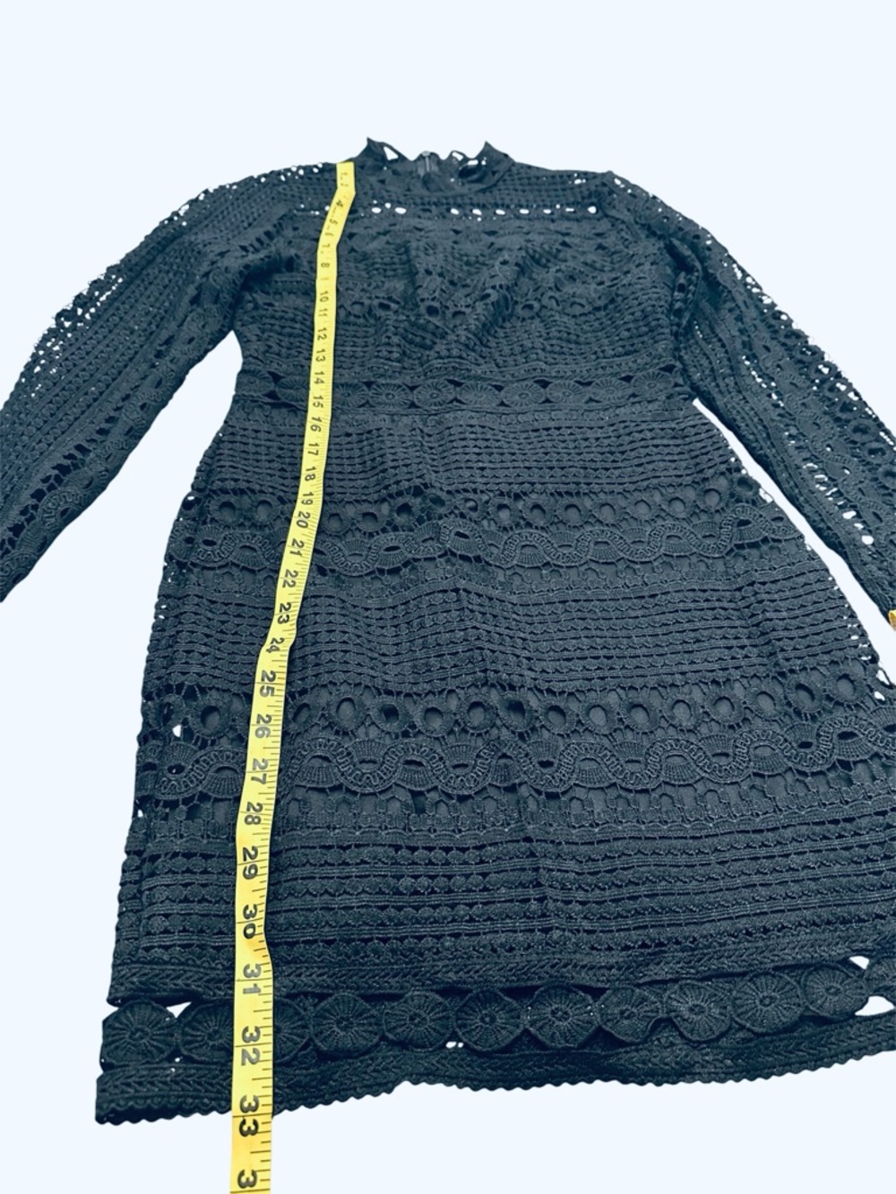 Lulus Full-Hearted Black Crochet Lace Long Sleeve Sheath Dress Bodycon S - Picture 7 of 13